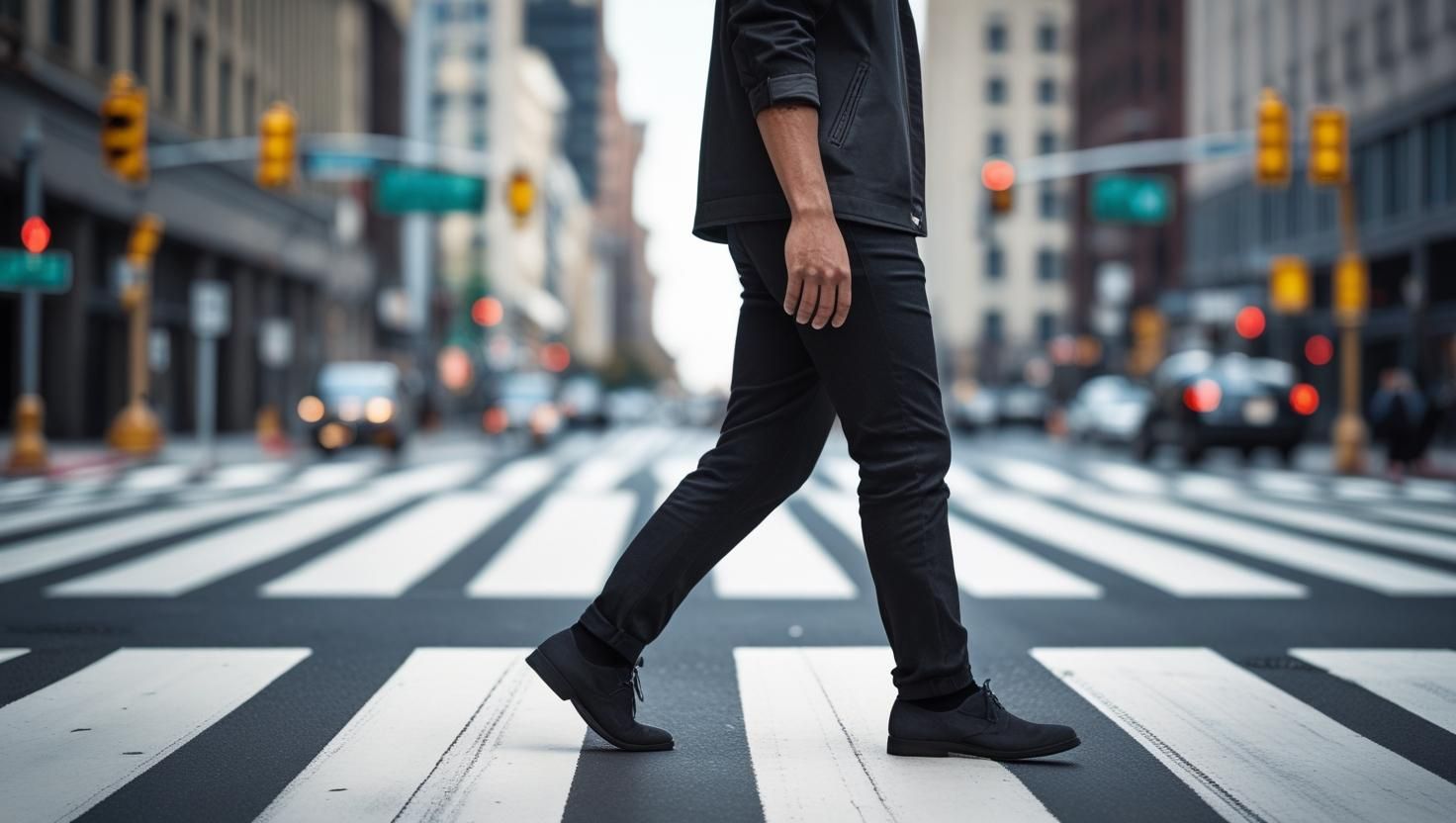 Maryland Pedestrian Accident Claims - A person walking on a crosswalk with city background